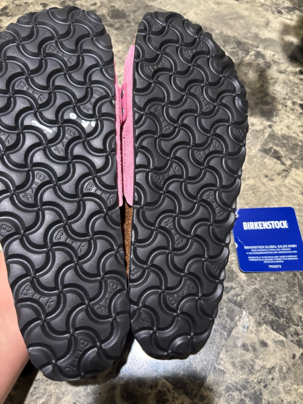 Birkenstock Oita  Pink Suede Single-Strap Slide Sandals - Picture 7 of 9